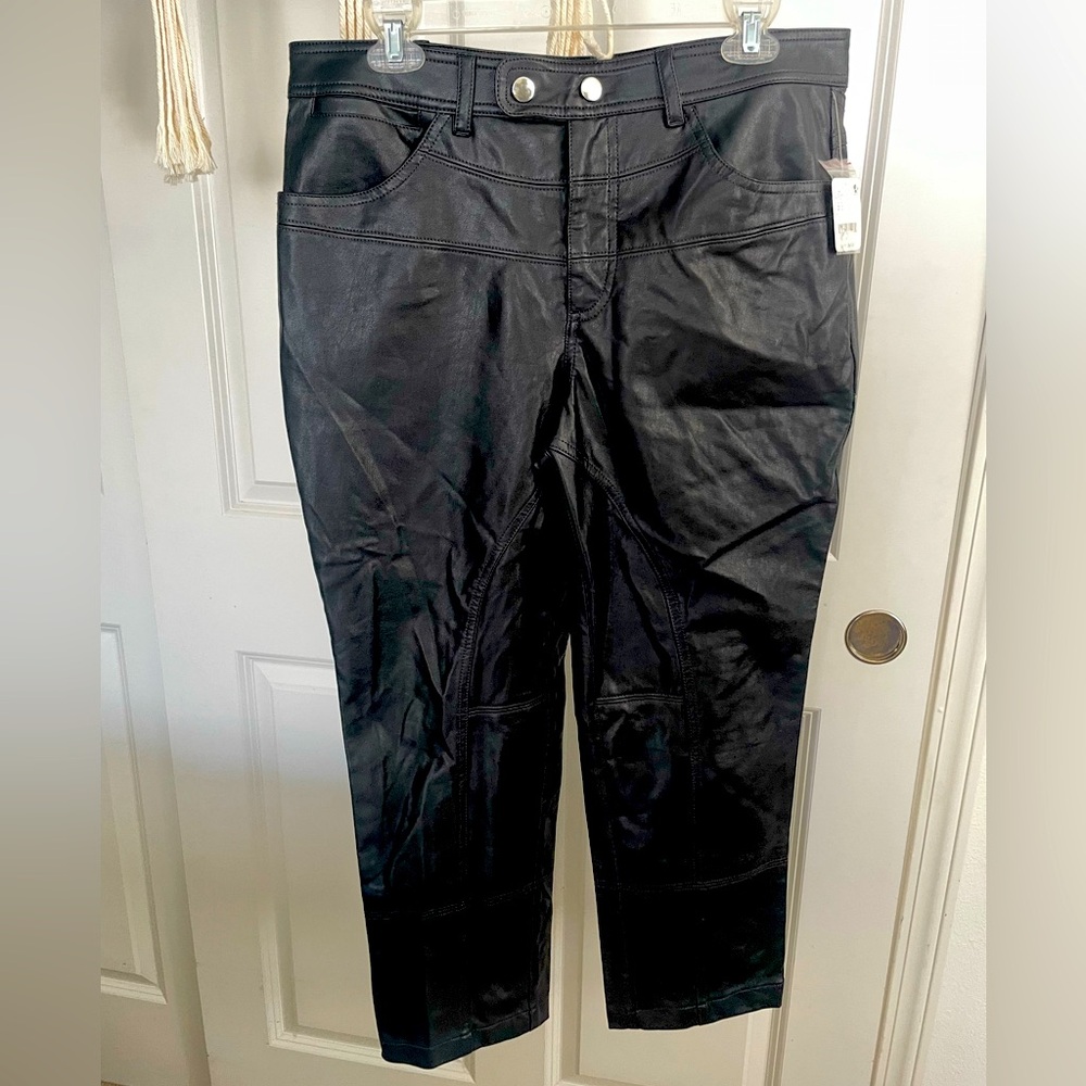 Free People We the Free Black Vegan Leather Pants 12 NWT with Disclaimer (Read)